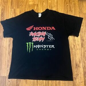 Honda Racing Shirt Men 2XL Team Monster Energy Black Graphic‎ Motorcycle